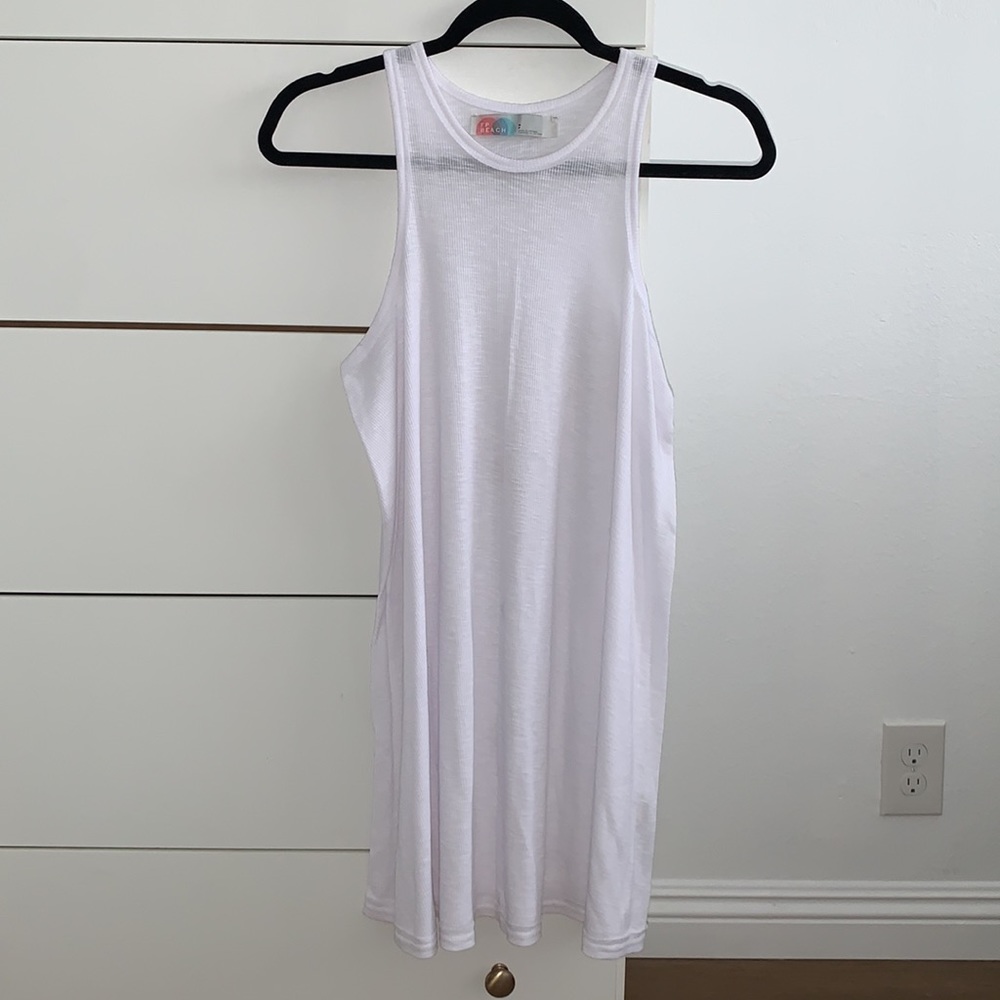 Free People White Sleeveless Swing Tank Dress